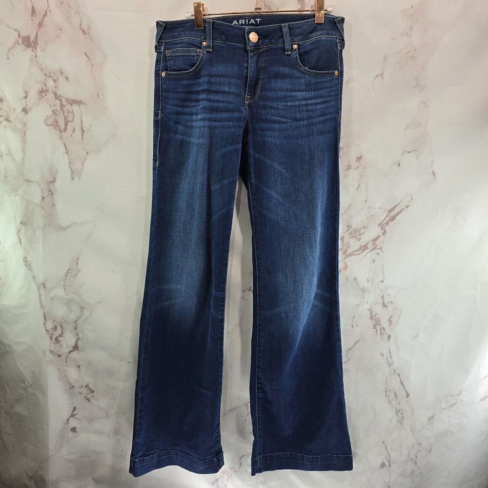 Ariat Jeans Womens 29 X 32 R Flare Denim Mid Rise Kelsea Wide Leg Dark Wash
